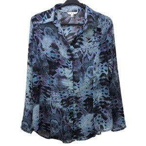 CAbi sheer animal print long sleeve blouse SZ S